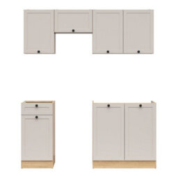 Heze Furniture Summer 5 Unit Kitchen Cabinets Set 180Cm In Cashmere Matt & Bernstein Oak - thumbnail 3