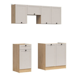 Heze Furniture Summer 5 Unit Kitchen Cabinets Set 180Cm In Cashmere Matt & Bernstein Oak - thumbnail 4