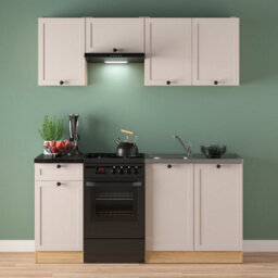 Heze Furniture Summer 5 Unit Kitchen Cabinets Set 180Cm In Cashmere Matt & Bernstein Oak - thumbnail 2