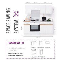 Heze Furniture Summer 5 Unit Kitchen Cabinets Set 180Cm In Cashmere Matt & Bernstein Oak - thumbnail 7