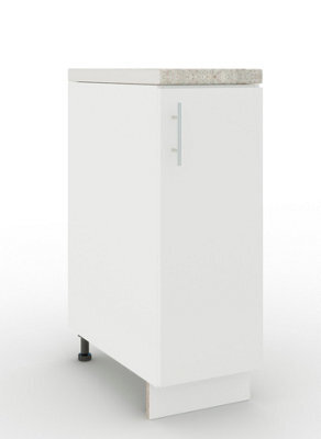 Jd Greta Adjustable Legs Kitchen Base Unit 300mm Storage Cabinet With Door Shelf 30Cm - White Matt With Worktop - image 1