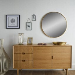 The Online Mirror Shop Wall Mirror Bexley Round Shaped With Brushed Gold Aluminium Frame- Diameter 80Cm For Lounge Exuding Opulence, Art Deco Home - thumbnail 3