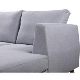 Mattress Guru Ewan Grey Linen L-Shaped Corner Sofa With Right-Hand Chaise And Wooden Legs - thumbnail 3
