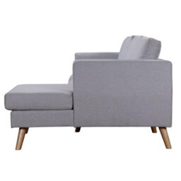 Mattress Guru Ewan Grey Linen L-Shaped Corner Sofa With Right-Hand Chaise And Wooden Legs - thumbnail 4