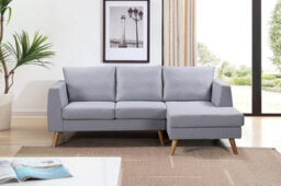 Mattress Guru Ewan Grey Linen L-Shaped Corner Sofa With Right-Hand Chaise And Wooden Legs - thumbnail 2