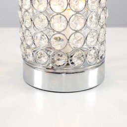 Valuelights Ducy Pair Of Modern Polished Chrome And Clear K9 Crystal Jewel Cylinder Touch Table Lamps - thumbnail 3