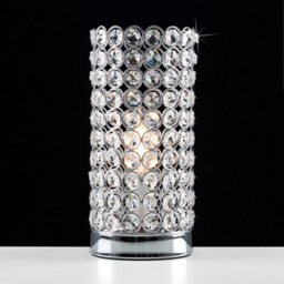 Valuelights Ducy Pair Of Modern Polished Chrome And Clear K9 Crystal Jewel Cylinder Touch Table Lamps - thumbnail 5