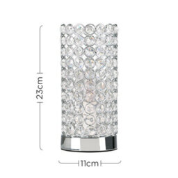 Valuelights Ducy Pair Of Modern Polished Chrome And Clear K9 Crystal Jewel Cylinder Touch Table Lamps - thumbnail 6