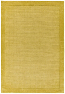 York Yellow Bordered Plain 9mm Thick Modern Handmade Rug-120Cm X 170Cm - image 1