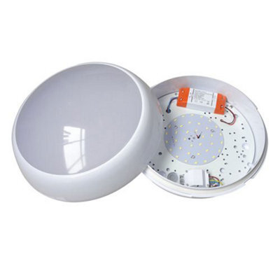 Primaflow Twist Lock Bulkhead 16W Lunasmd16 - Mains Led Outdoor Wall Light, Cool White, White Finish - image 1