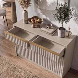 Fwstyle Lania 2 Door 2 Drawer Beige Scalloped Hallway Sideboard Storage Unit (H) 77 (W) 110 (D) 40Cm - thumbnail 2