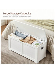 Songmics Vasagle Storage Chest, Storage Bench, Blanket Box With 2 Safety Hinges, Shoe Storage Bench, Modern Style - thumbnail 4