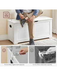 Songmics Vasagle Storage Chest, Storage Bench, Blanket Box With 2 Safety Hinges, Shoe Storage Bench, Modern Style - thumbnail 5