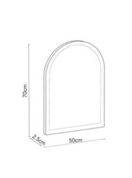Biznest Arched Top Wall Mount Mirror Ribbed Frame Black Wooden Frame Rustic Effect Mdf Back Modern Home Decorative Accent 70X50 Cm - thumbnail 3