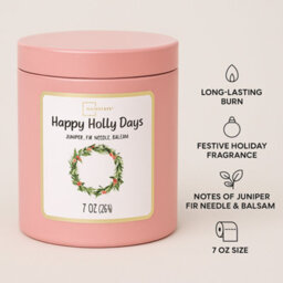 Mainstays Happy Holly Days Scented Candle 198G Glass Jar - thumbnail 2