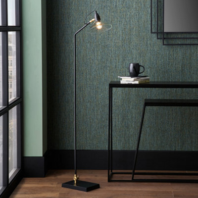 Pacific Lifestyle Canton Matt Black Metal And Glass Cone Floor Lamp - image 1