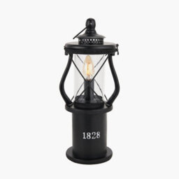 Pacific Lifestyle Black Wood Lantern Table Lamp Miners Oil Lamp - thumbnail 2
