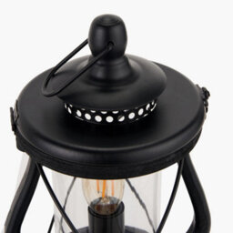 Pacific Lifestyle Black Wood Lantern Table Lamp Miners Oil Lamp - thumbnail 5