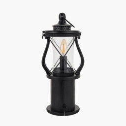 Pacific Lifestyle Black Wood Lantern Table Lamp Miners Oil Lamp - thumbnail 4