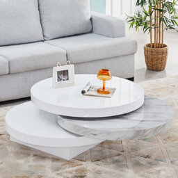 Furniture in Fashion Triplo Coffee Table Wooden Coffee Table For Living Room Centre Table Tea Table For Living Room Furniture Magnesia Marble Effect