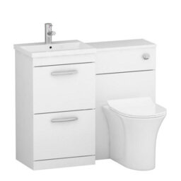 Royal Bathrooms Turin 1000mm Gloss White 2 Drawer Furniture Pack With Minimalist Basin & Slim Breeze Back To Wall Toilet - thumbnail 4
