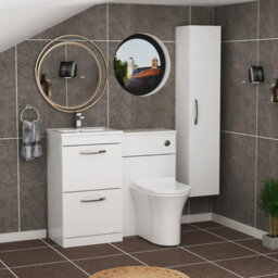 Royal Bathrooms Turin 1000mm Gloss White 2 Drawer Furniture Pack With Minimalist Basin & Slim Breeze Back To Wall Toilet - thumbnail 3