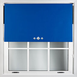 Furnished Thermal Blackout Roller Blinds With Triple Diamond Eyelets & Metal Fittings - Blue (W)135Cm (L)210Cm