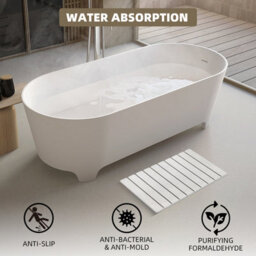 Fino Stone Stone Bath Mat Diatomaceous Earth Shower Mat Non-Slip Super Absorbent Diatomite Stone Mats For Bathroom Floor Quick-Drying Easy To - thumbnail 6