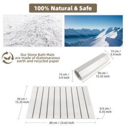 Fino Stone Stone Bath Mat Diatomaceous Earth Shower Mat Non-Slip Super Absorbent Diatomite Stone Mats For Bathroom Floor Quick-Drying Easy To - thumbnail 7