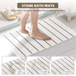Fino Stone Stone Bath Mat Diatomaceous Earth Shower Mat Non-Slip Super Absorbent Diatomite Stone Mats For Bathroom Floor Quick-Drying Easy To - thumbnail 5