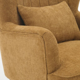 Chenille Fabric Gold Accent Chair Wingback Camila - Armchair With Wings, Doorstep Delivery - thumbnail 8