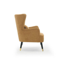 Chenille Fabric Gold Accent Chair Wingback Camila - Armchair With Wings, Doorstep Delivery - thumbnail 4