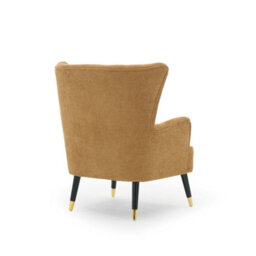 Chenille Fabric Gold Accent Chair Wingback Camila - Armchair With Wings, Doorstep Delivery - thumbnail 5