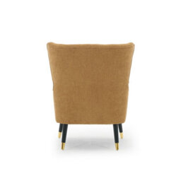 Chenille Fabric Gold Accent Chair Wingback Camila - Armchair With Wings, Doorstep Delivery - thumbnail 6
