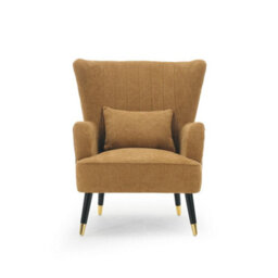 Chenille Fabric Gold Accent Chair Wingback Camila - Armchair With Wings, Doorstep Delivery - thumbnail 2