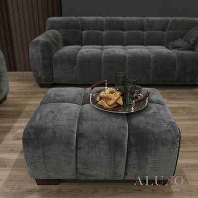 Aluxo Harlem Footstool Grey Steel Medium 5 Year Warranty - image 1