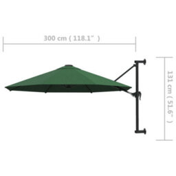 Berkfield Elegant Wall-Mounted Parasol With Metal Pole 300 Cm Green - thumbnail 8