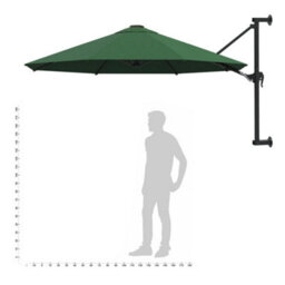 Berkfield Elegant Wall-Mounted Parasol With Metal Pole 300 Cm Green - thumbnail 9