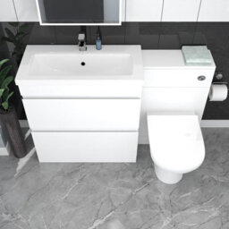 Nes Home White Floor Standing 800mm Vanity Unit 2 Drawers Wc Unit & Btw Toilet - thumbnail 3