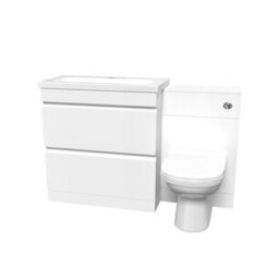 Nes Home White Floor Standing 800mm Vanity Unit 2 Drawers Wc Unit & Btw Toilet - thumbnail 4