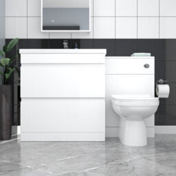 Nes Home White Floor Standing 800mm Vanity Unit 2 Drawers Wc Unit & Btw Toilet - thumbnail 2