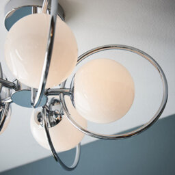 Luminosa Lighting Luminosa Orb Multi Arm Glass Semi Flush Ceiling Light Chrome Plate, Opal Glass - thumbnail 6