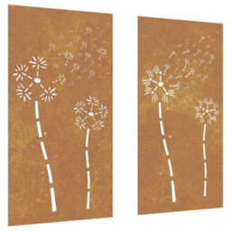 Walplus Garden Wall Decorations 2Pcs 105X55Cm Corten Steel Flower Design - thumbnail 2