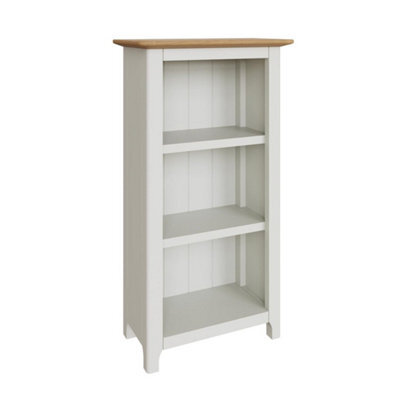 Bookcase 3 Tier Oak Veneer Storage Rack Display Unit Assembled White - image 1
