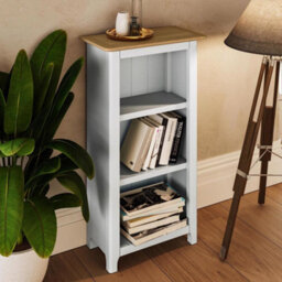 Bookcase 3 Tier Oak Veneer Storage Rack Display Unit Assembled White - thumbnail 4