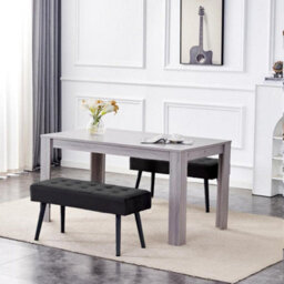 Kosy Koala Rectangle Grey Dining Table Set With 2 Black Velvet Benches Dining Room Furniture - thumbnail 1