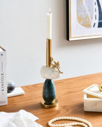 Beliani Candle Holder Barice Marble 34 Cm Multicolour - thumbnail 2