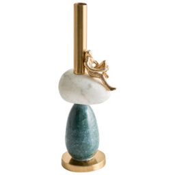 Beliani Candle Holder Barice Marble 34 Cm Multicolour - thumbnail 1