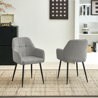 Sonara Modern Set Of 2 Dining Chairs With Plush Chenille, Curved Backrest And Metal Legs - image 1