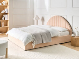 Beliani Ottoman Bed Boucle Chadenet 160 X 200 Cm (Eu King Size) Peach Pink - thumbnail 2